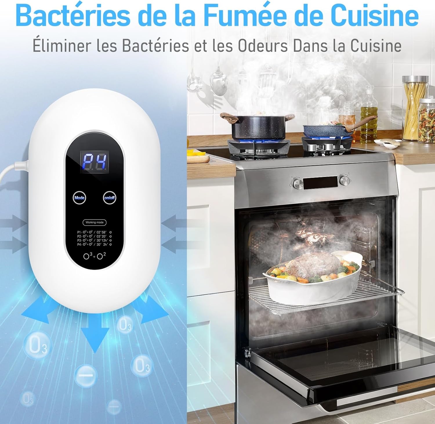 Générateur D'Ozone Purificateur D'Air, Ioniseur D'Air, Mini Purificateur D'Air À L'Ozone, Stérilisateur D'Odeurs Pour Chambre, Salle De Bain, Cuisine, Animaux Domestiques, Formaldéhyde, Odeur, Voiture